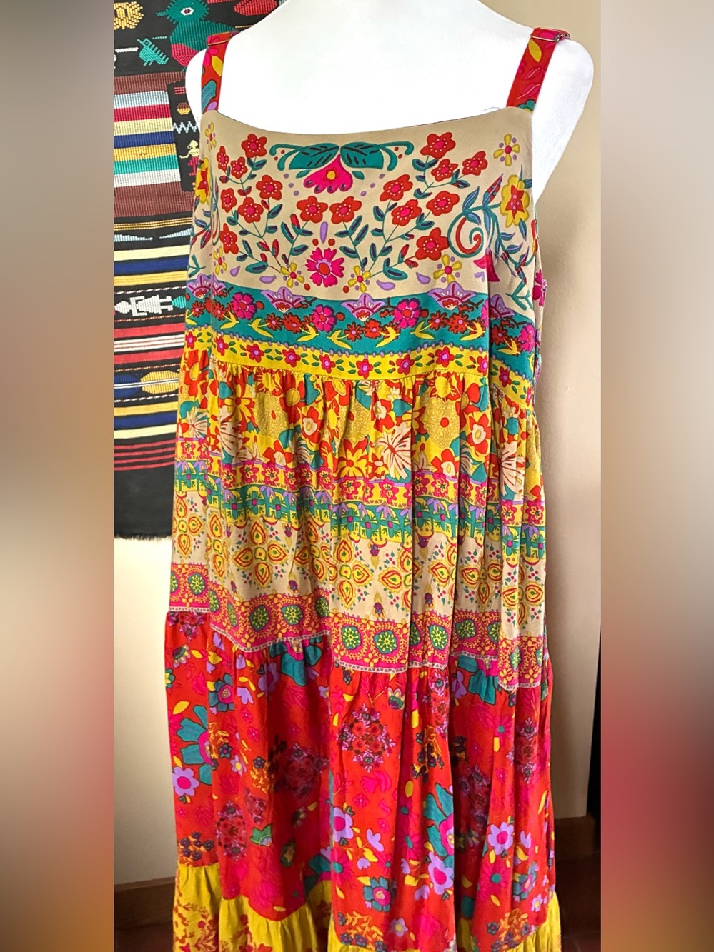 NWT Natural Life Patricia Boho Patchwork Floral Maxi Dress Size XL Hippy - Picture 6 of 9